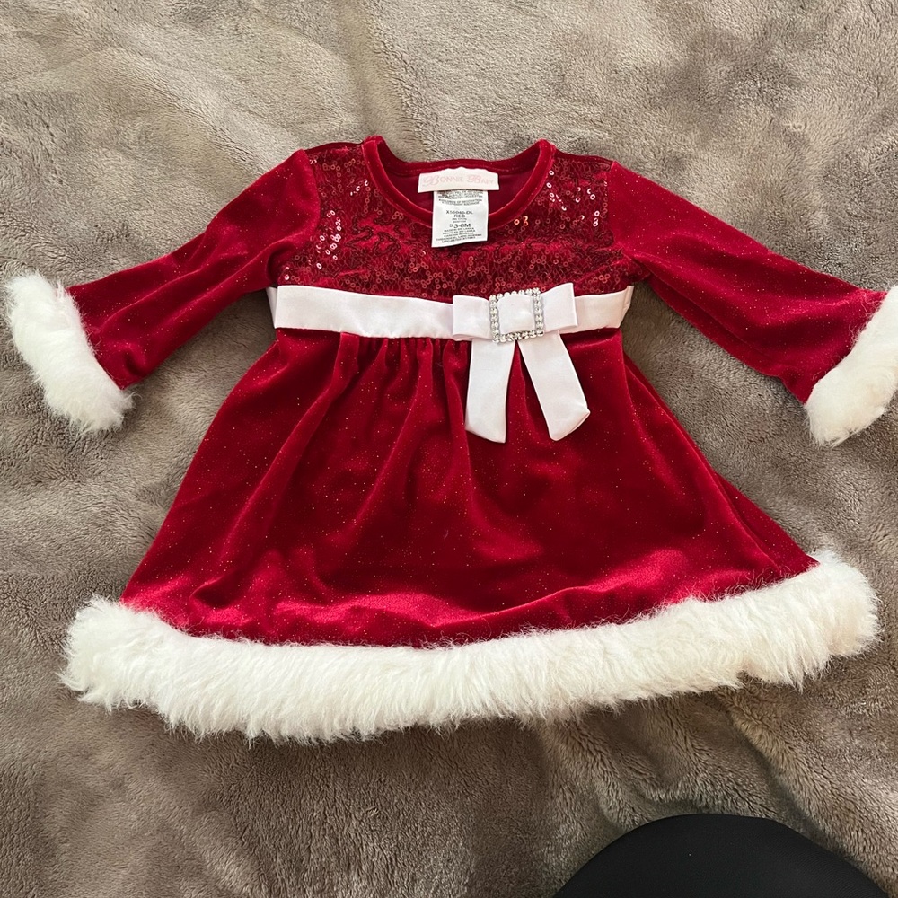 Bonnie Baby Red Christmas Dress for newborns size 3-6M